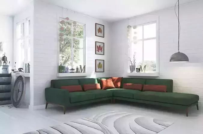 Emerald Corner Sofa 3D Model
