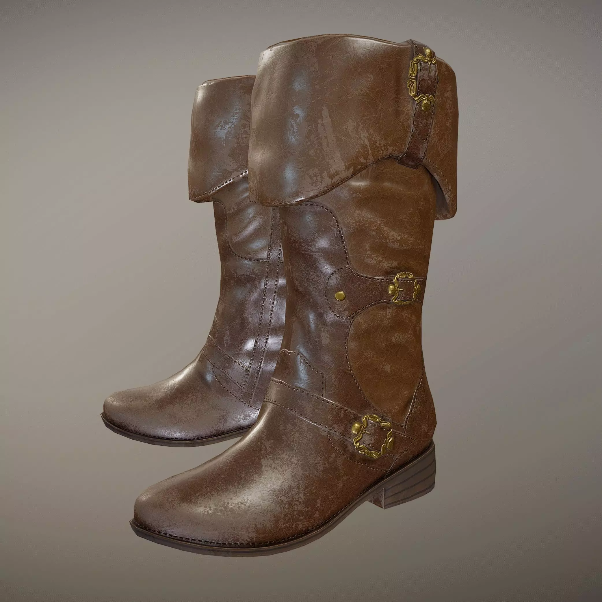 Pirate Boots Low-poly 3D model_0