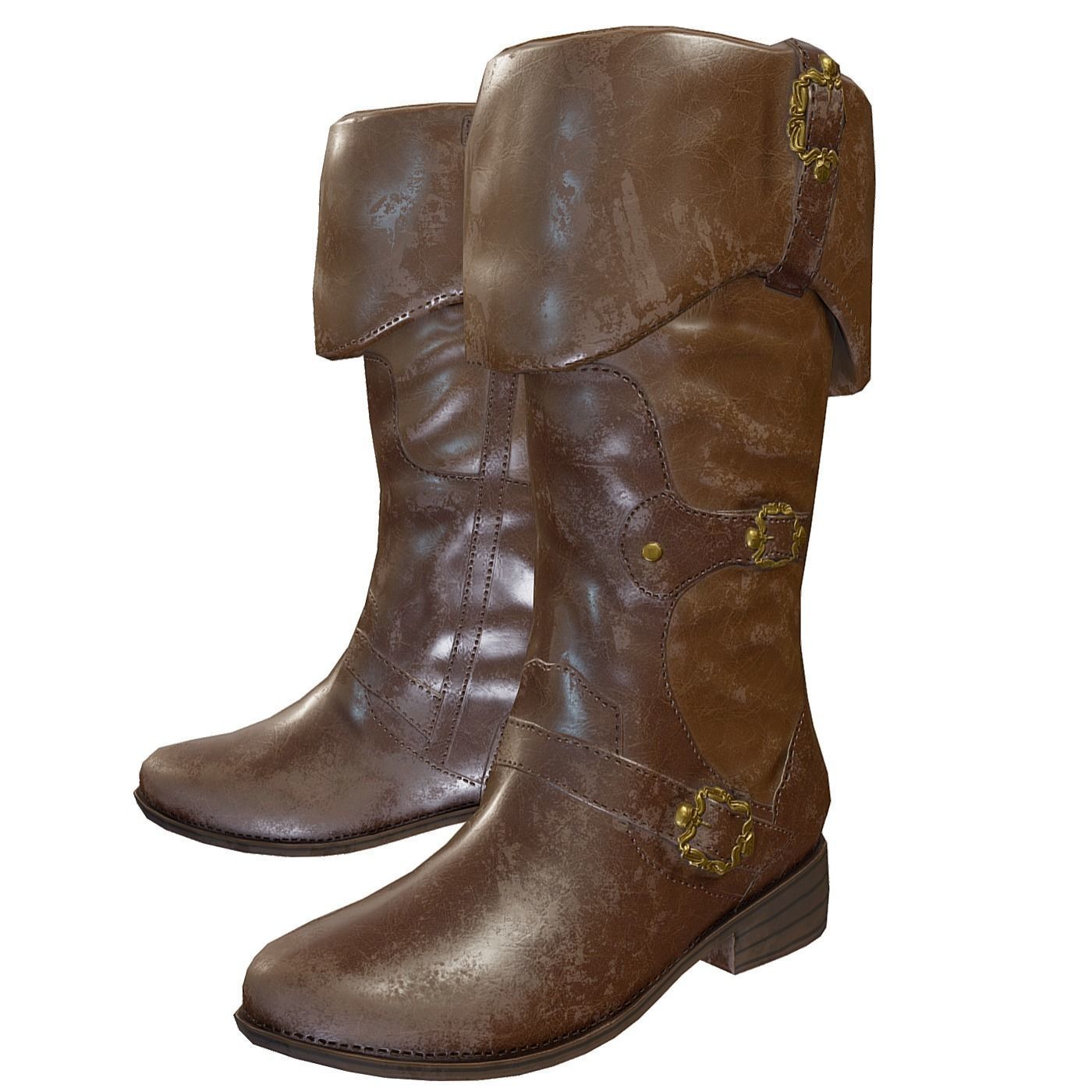Pirate Boots Low-poly 3D model_1