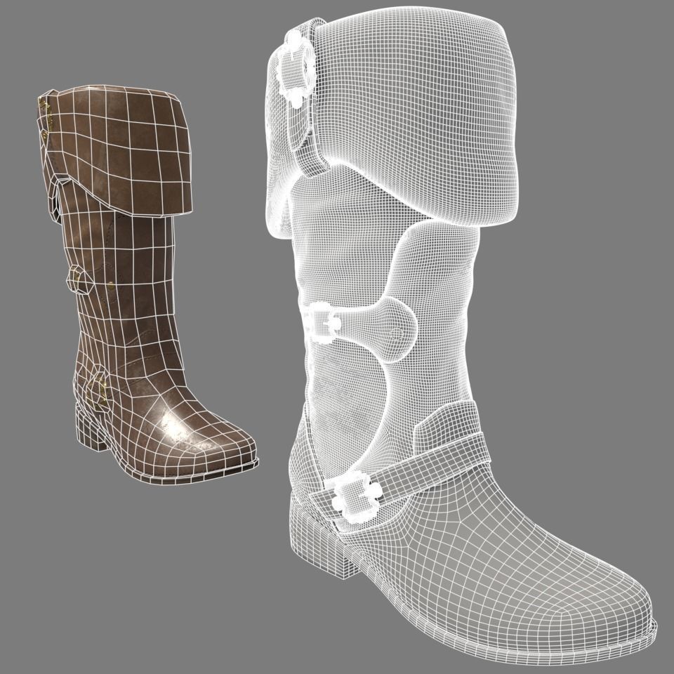 Pirate Boots Low-poly 3D model_3