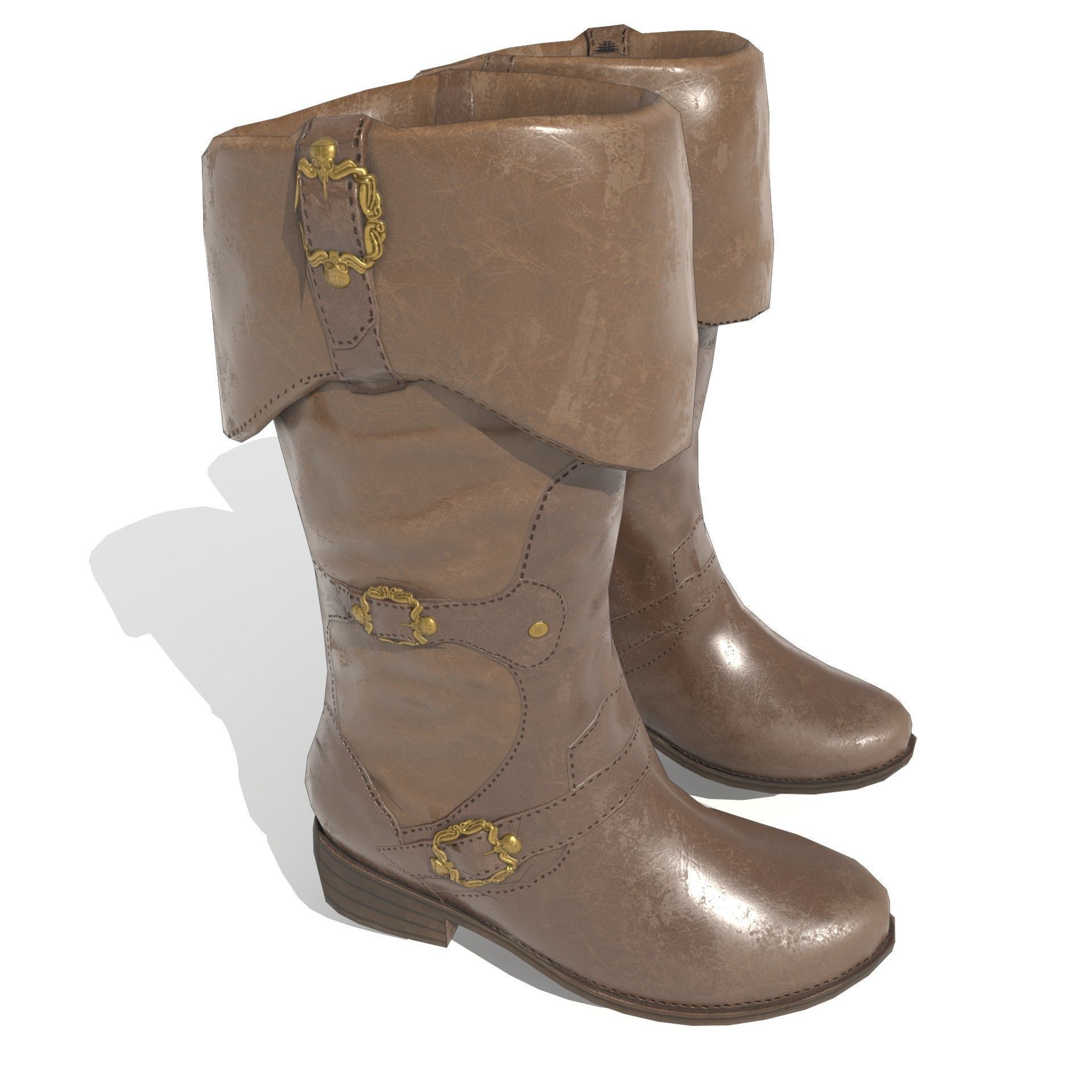 Pirate Boots Low-poly 3D model_5