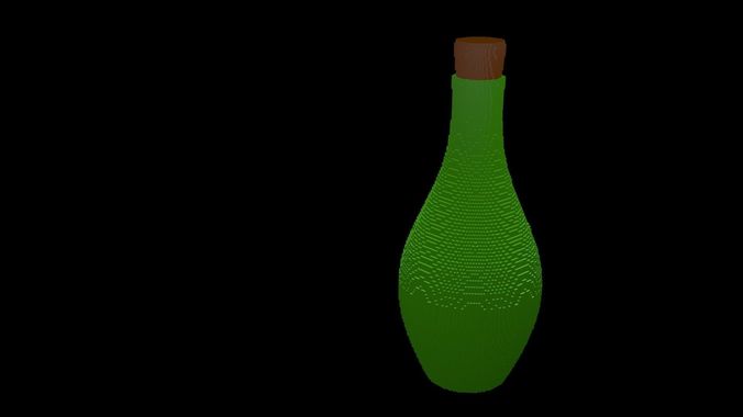 Green potion bottle voxel 2 3D model