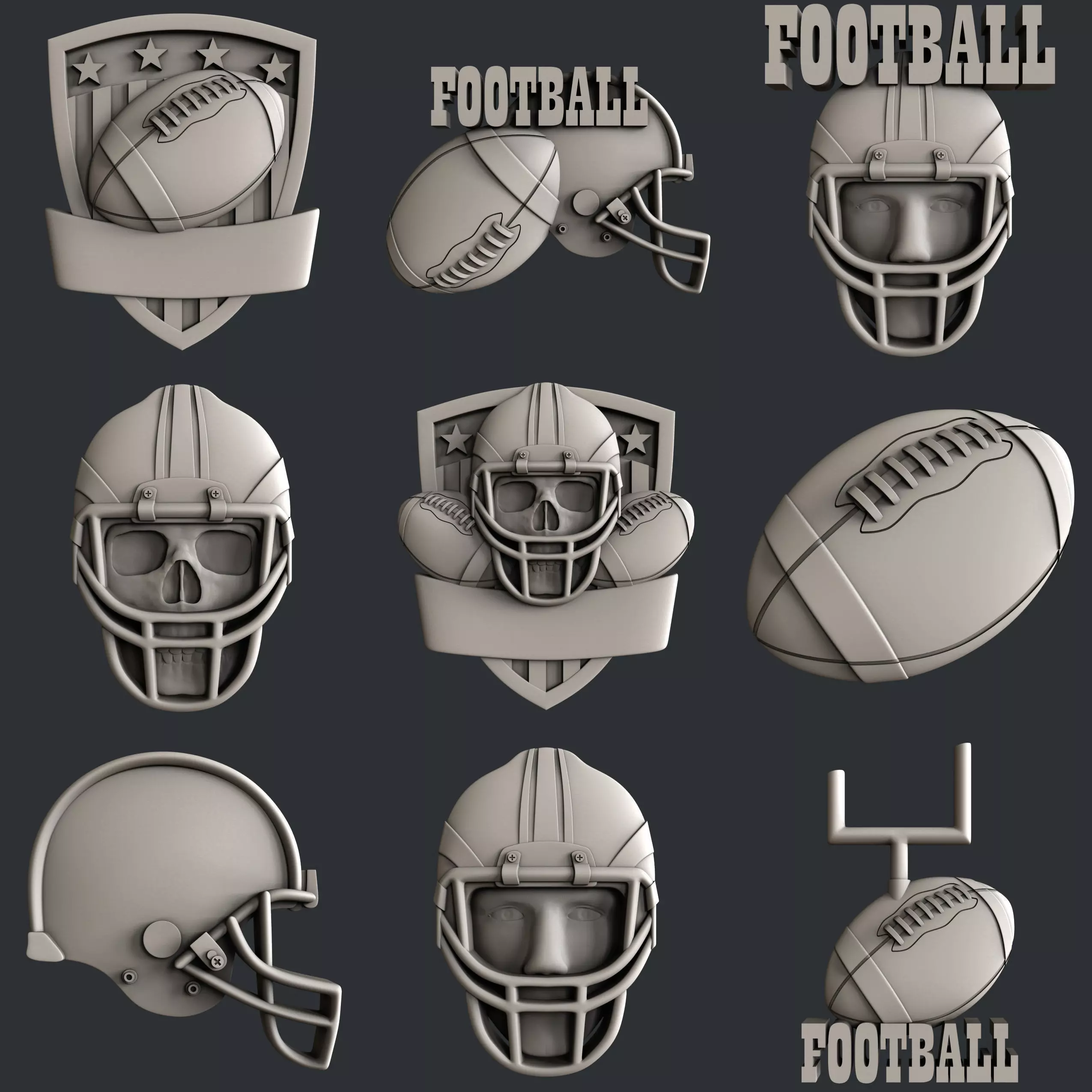 3d STL models for CNC set american football 3D model