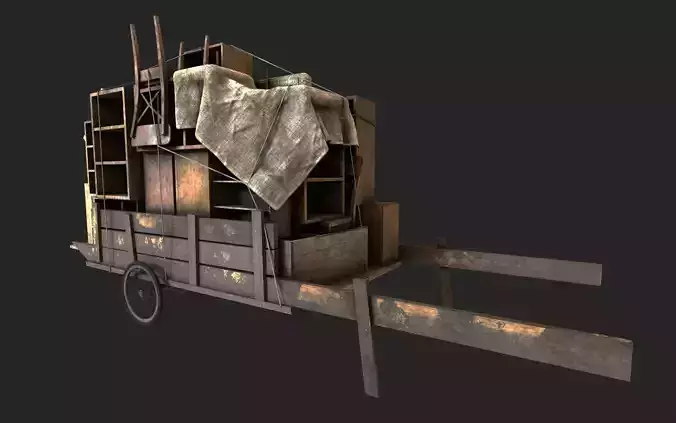 Abandoned cart full of furniture