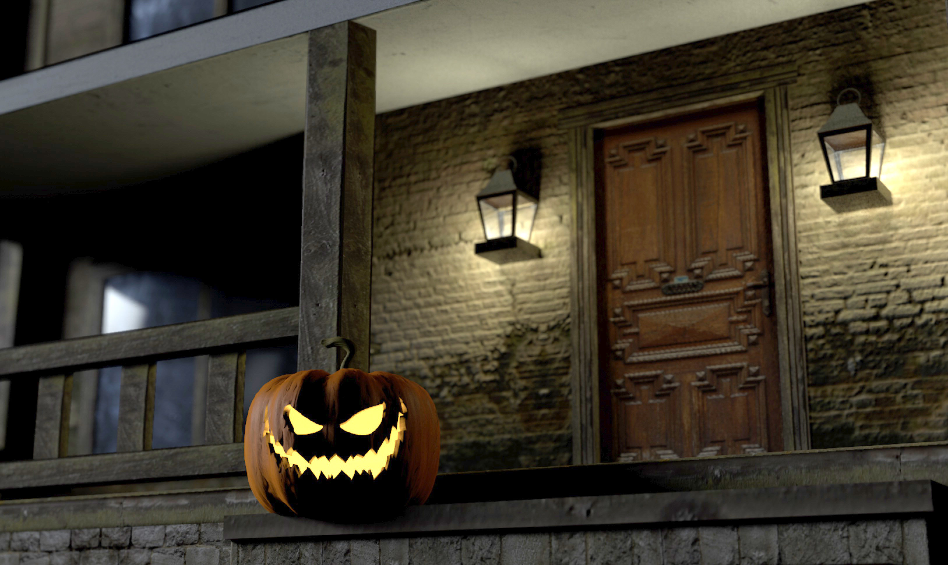 Scary Carved Pumpkin 3D model_1