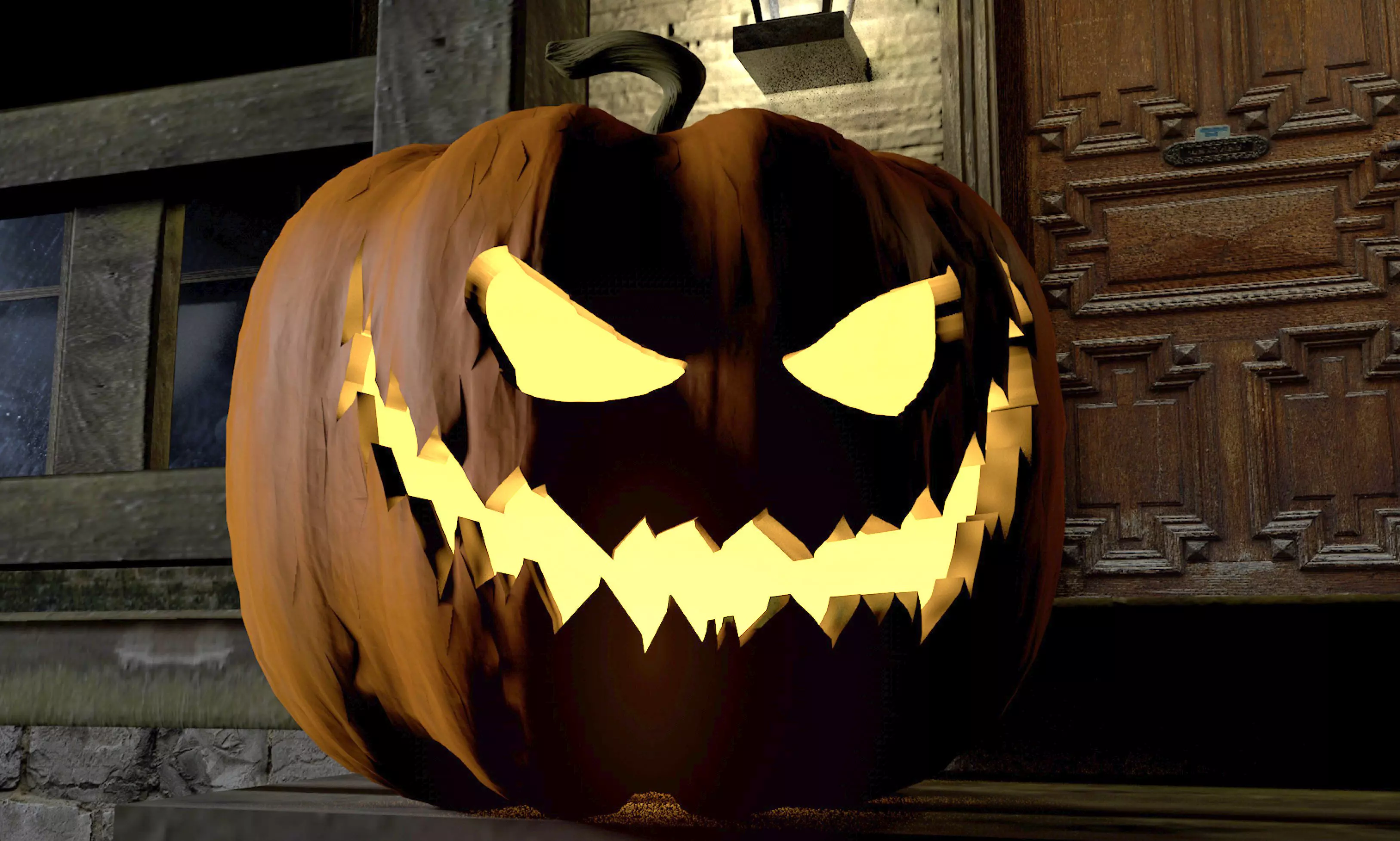 Scary Carved Pumpkin 3D model_0