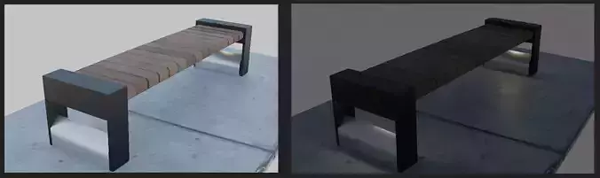 Bench made of wood and metal Free low-poly 3D model