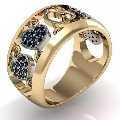 ring with moving hearts  3D print model