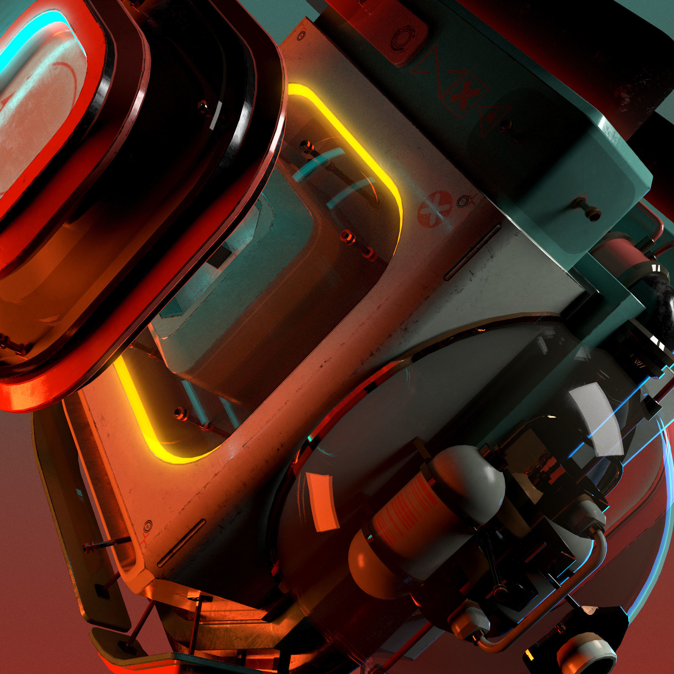 Cuboid futuristic device Low-poly 3D model_3