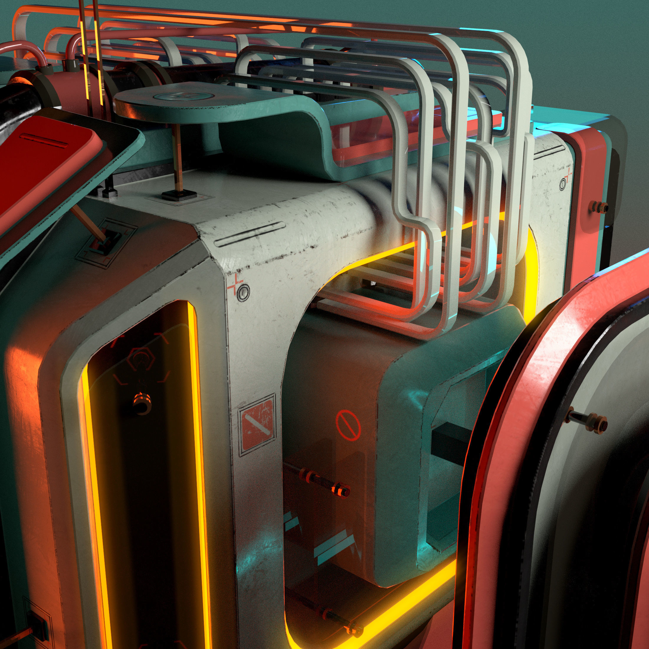 Cuboid futuristic device Low-poly 3D model_4