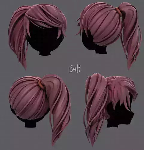 3D Hair style for girl V39 Low-poly 3D model