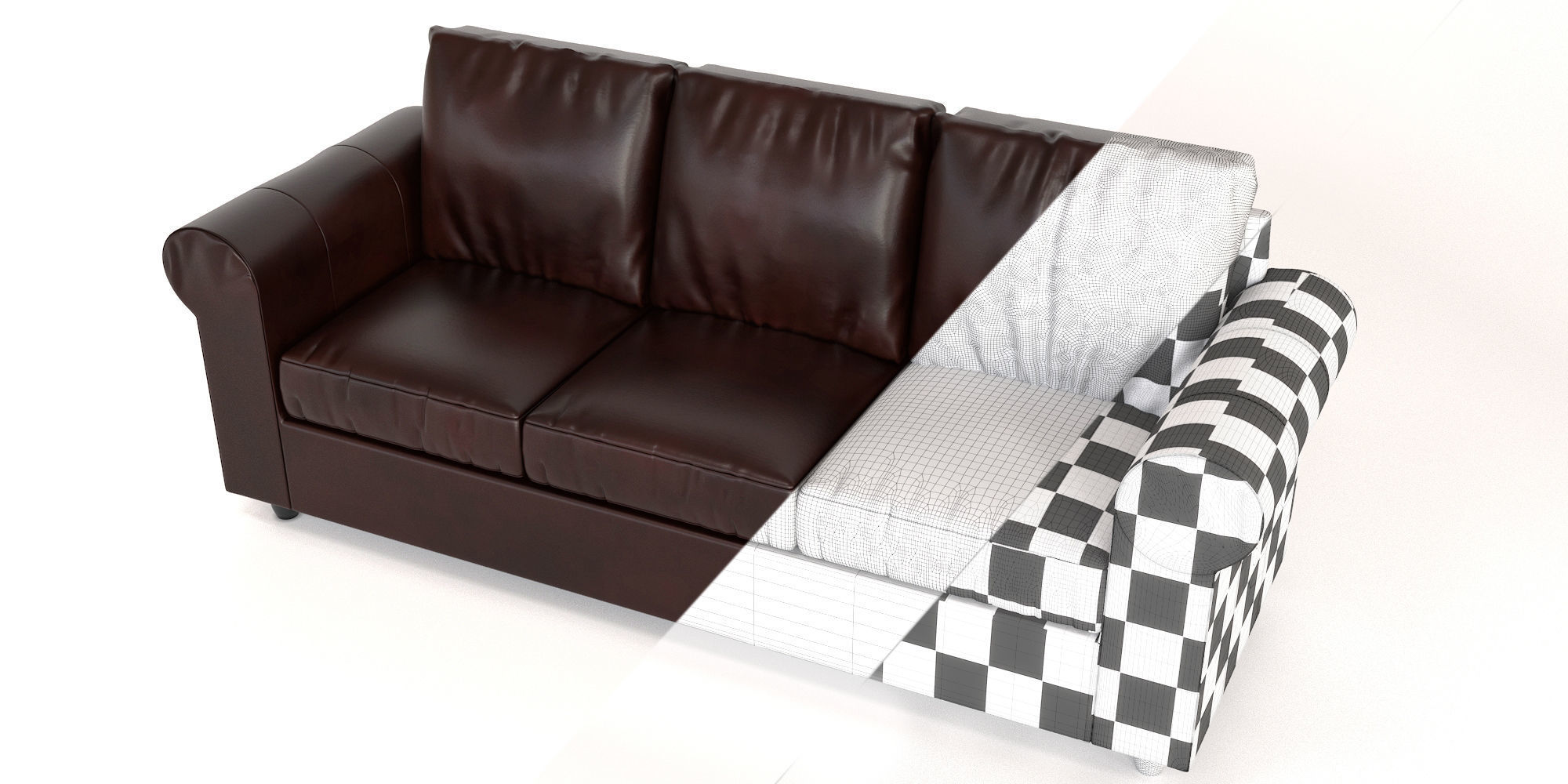 SofaPBR seater leather sofa 3D model_2