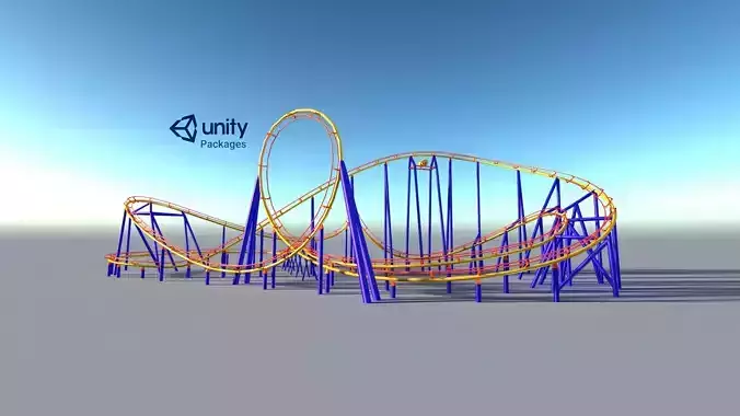 Roller coaster VR Unity PKG Low-poly 3D model