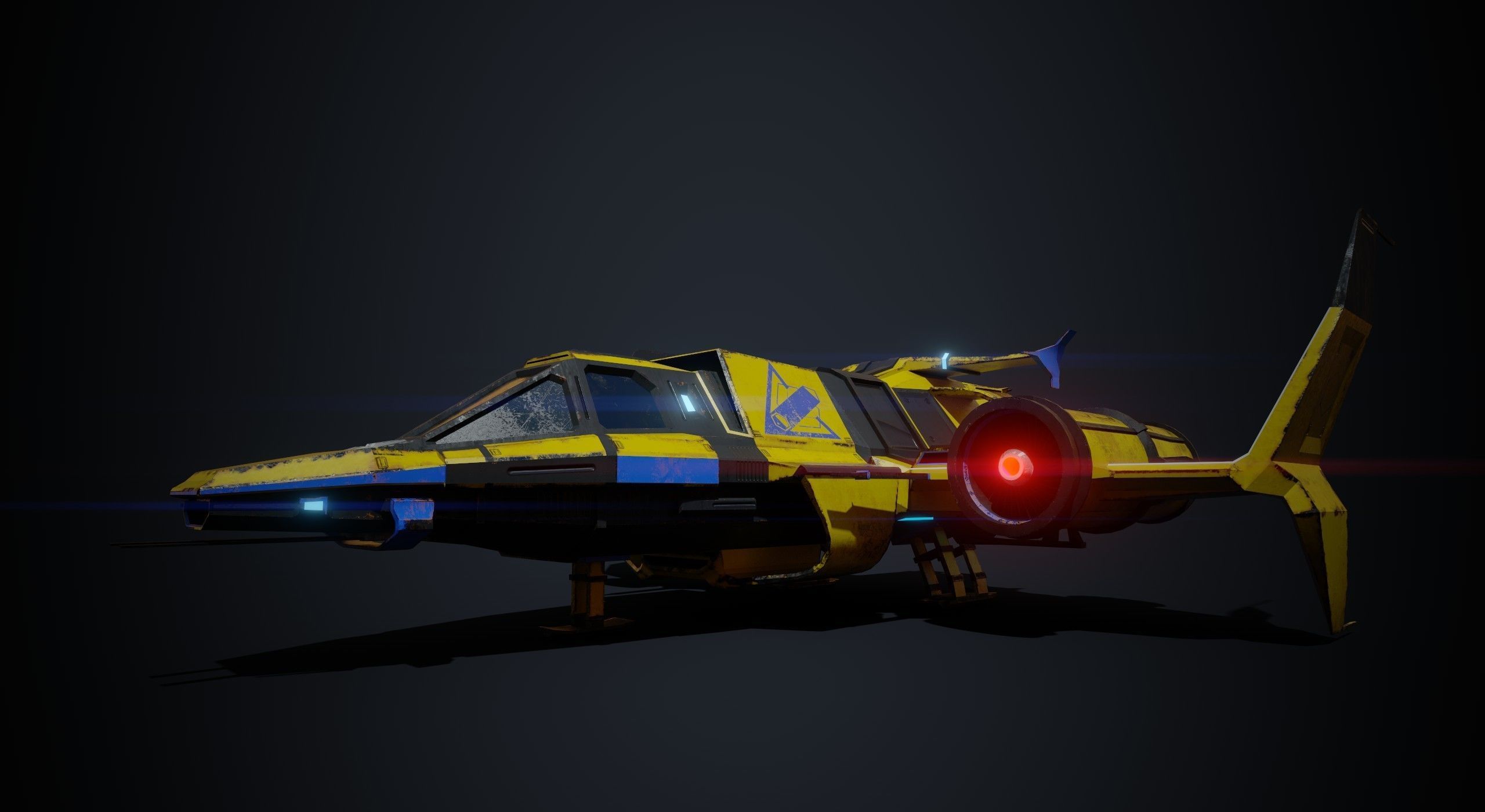 Spaceship 02 Low-poly 3D model_2
