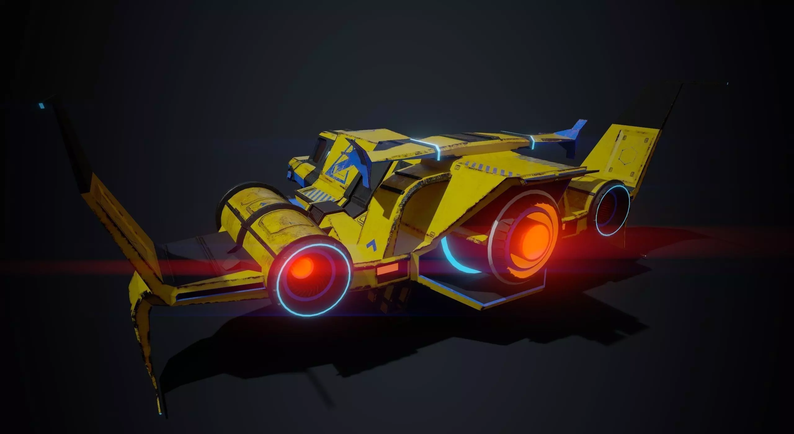Spaceship 02 Low-poly 3D model_0