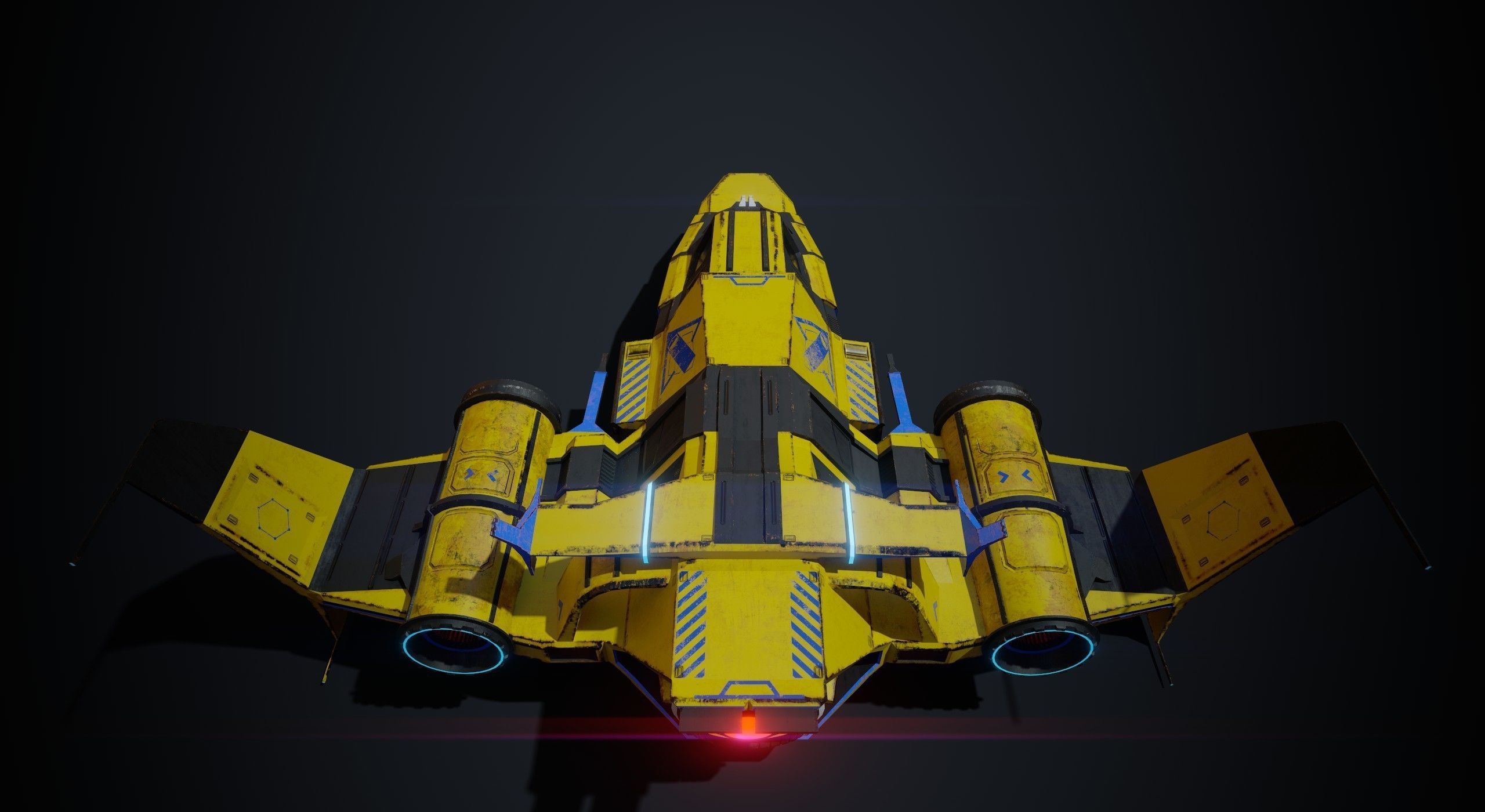 Spaceship 02 Low-poly 3D model_3