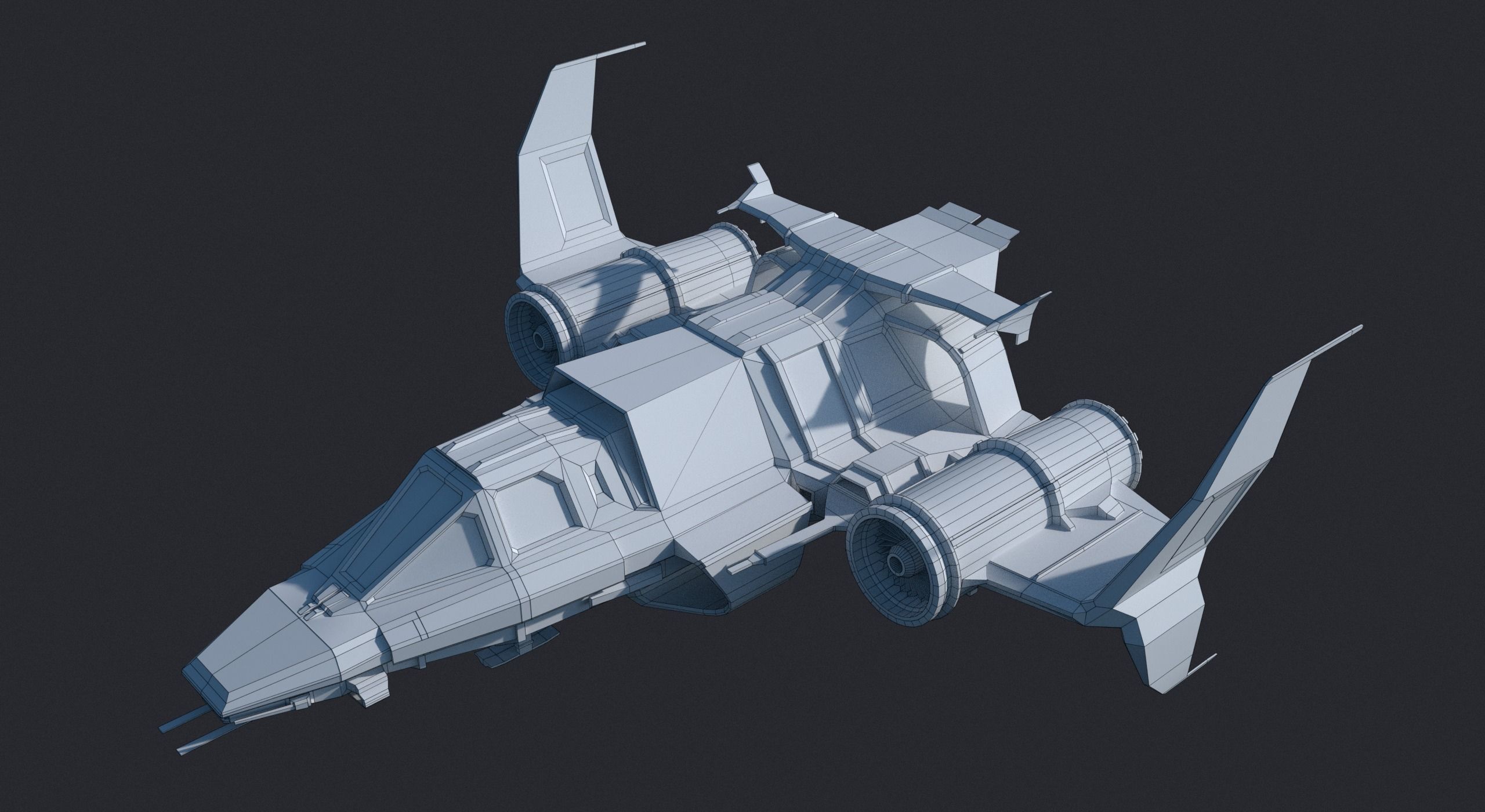 Spaceship 02 Low-poly 3D model_4