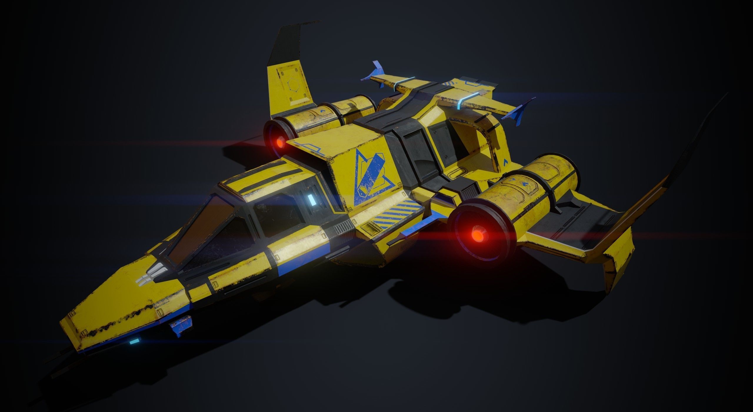 Spaceship 02 Low-poly 3D model_1