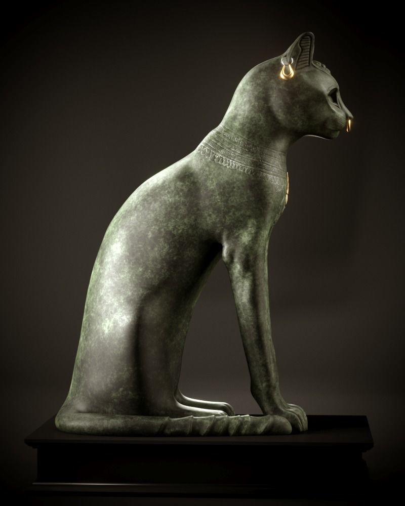 Gayer Anderson Cat Replica PBR and 3DPrint Low-poly 3D model_4