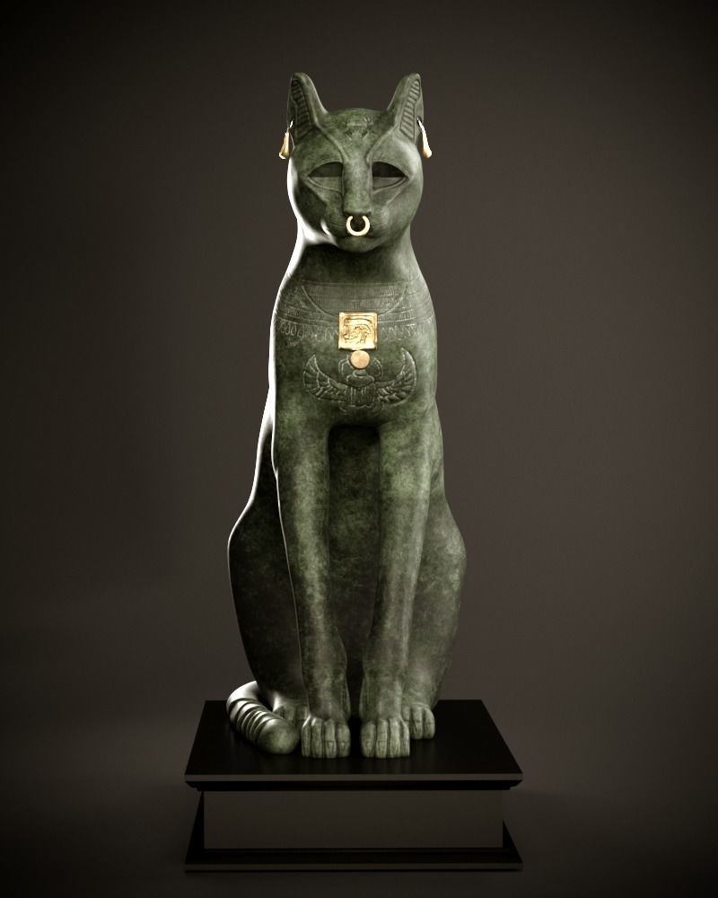 Gayer Anderson Cat Replica PBR and 3DPrint Low-poly 3D model_3