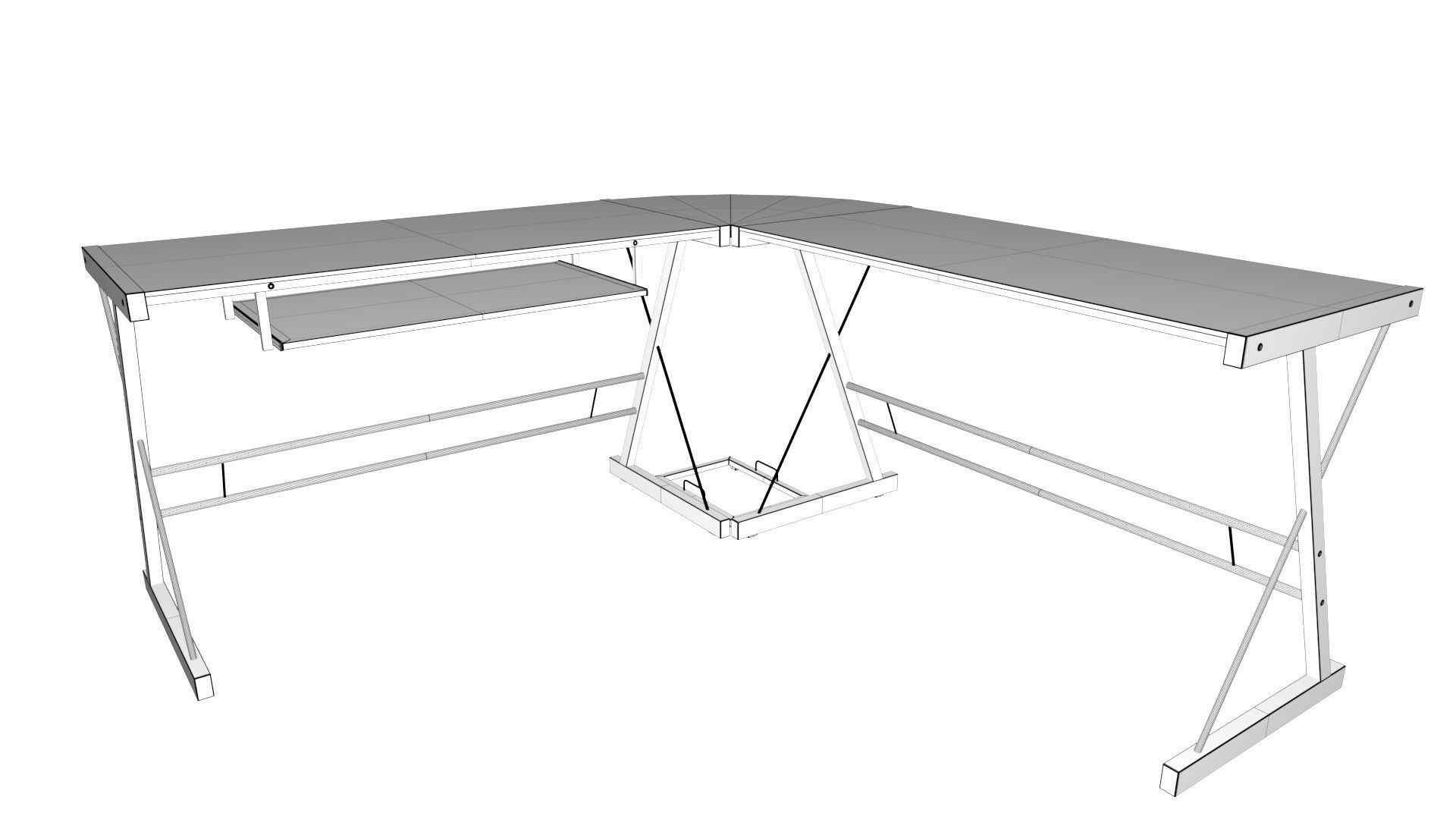 Computer desk 3D model_2