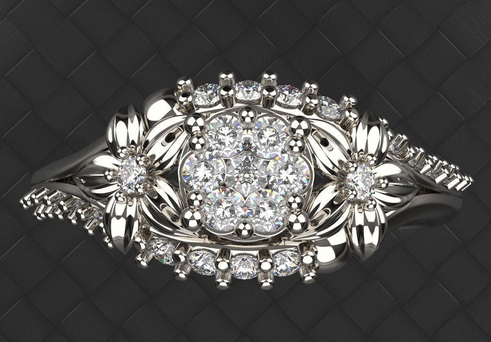 Beautiful flower ring Silver Gold Print 3D print model_3