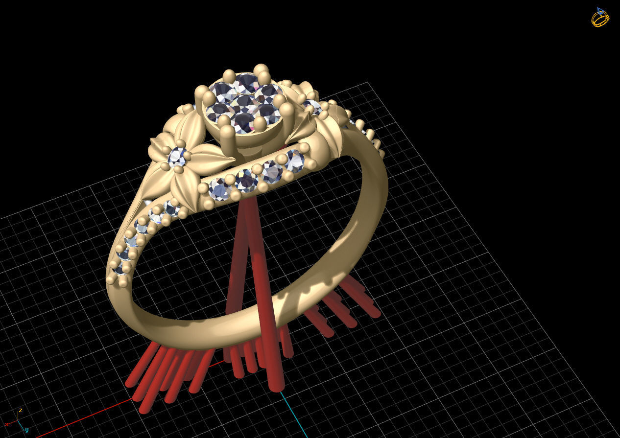 Beautiful flower ring Silver Gold Print 3D print model_6
