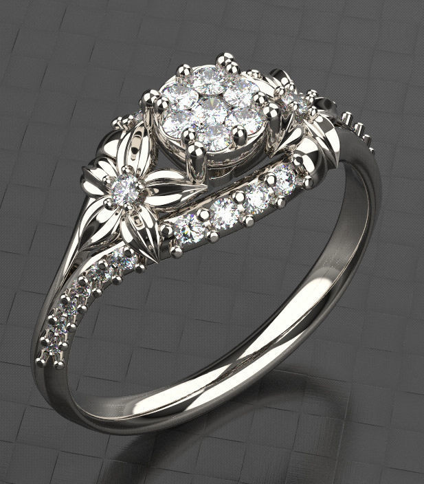Beautiful flower ring Silver Gold Print 3D print model_4