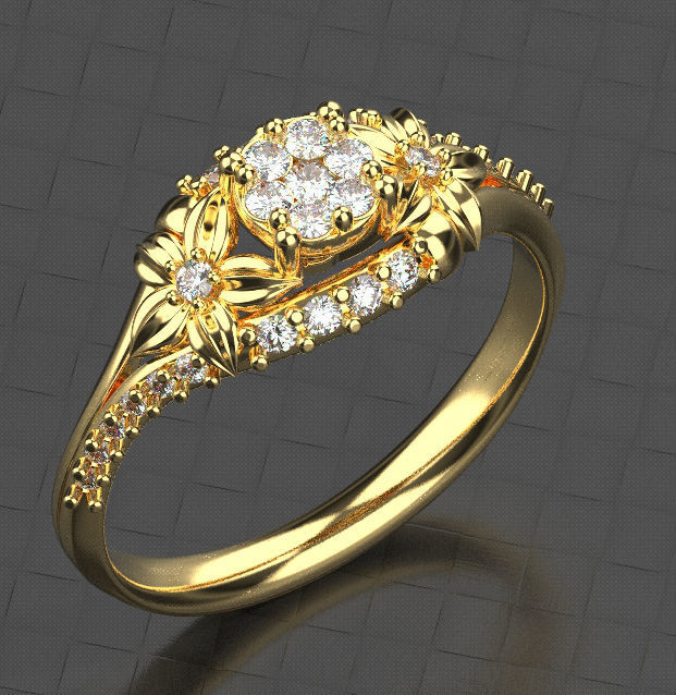 Beautiful flower ring Silver Gold Print 3D print model_2