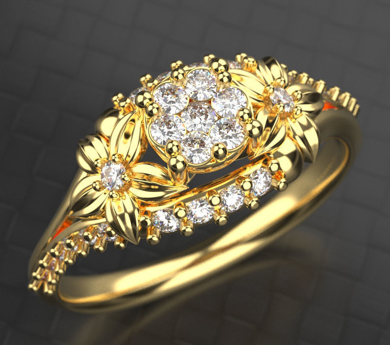Beautiful flower ring Silver Gold Print 3D print model_1