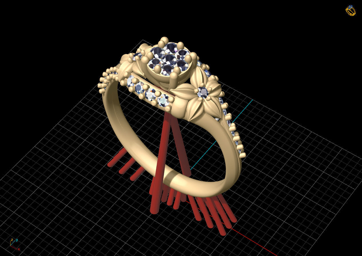 Beautiful flower ring Silver Gold Print 3D print model_5