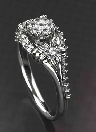 Beautiful  flower ring Silver Gold  Print