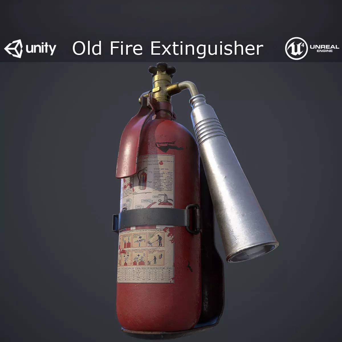 Old Fire Extinguisher Low-poly 3D model_0