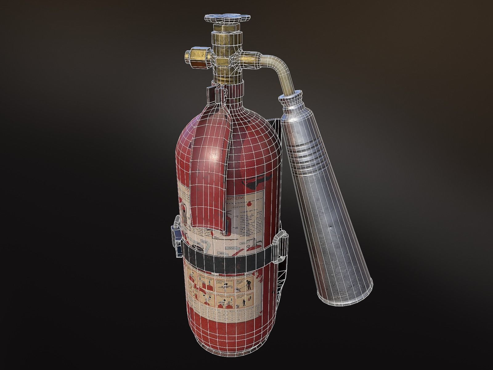 Old Fire Extinguisher Low-poly 3D model_7