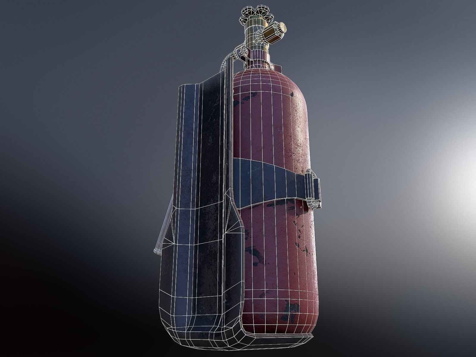 Old Fire Extinguisher Low-poly 3D model_6