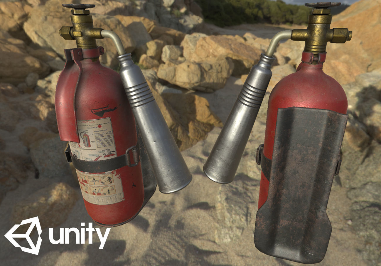 Old Fire Extinguisher Low-poly 3D model_8