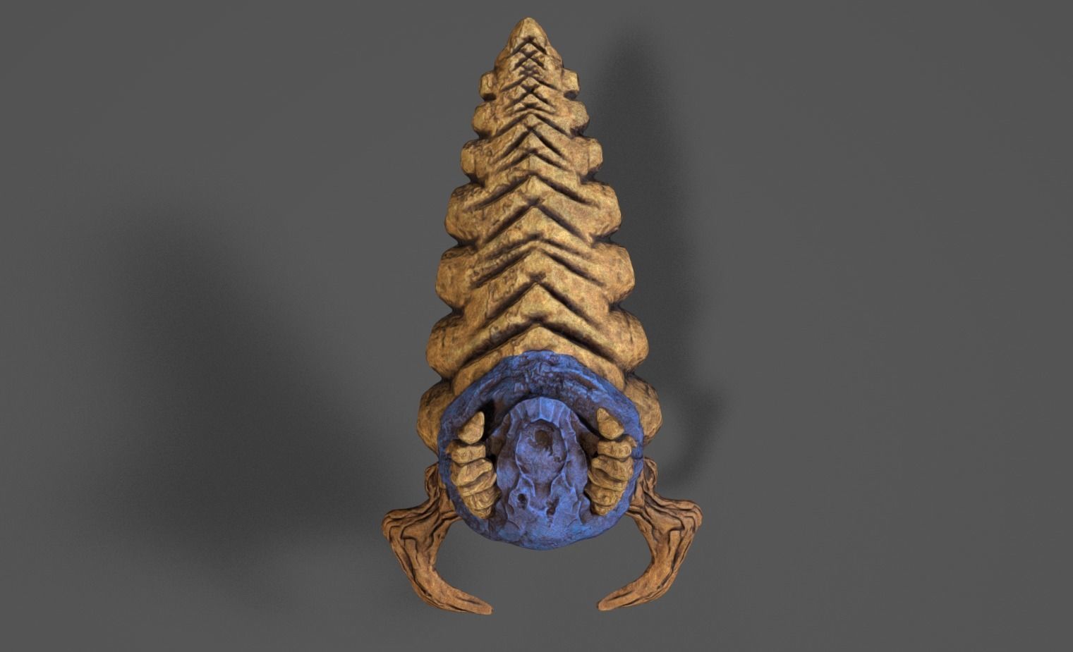 Underground Larvae Low-poly 3D model_2