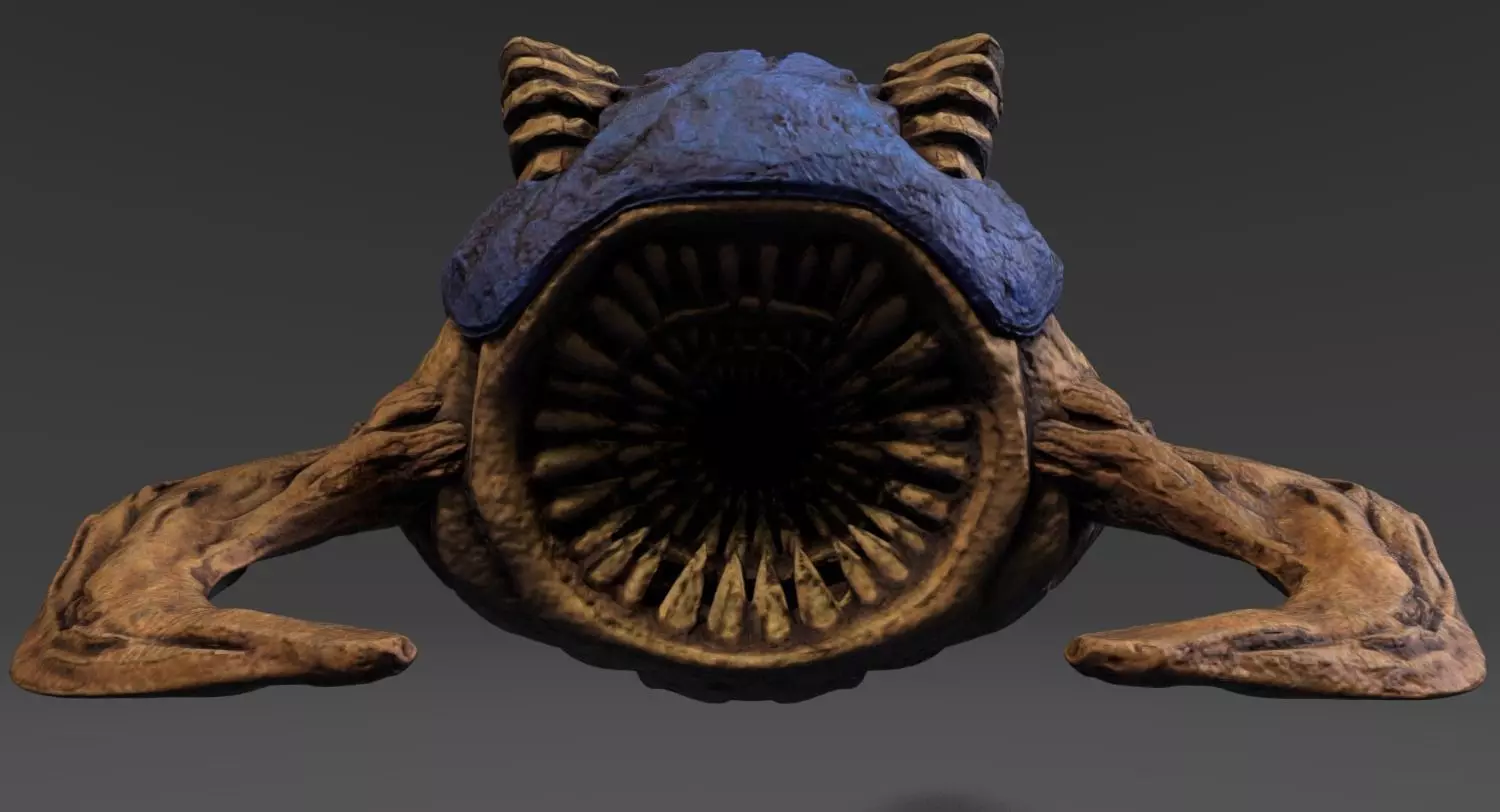 Underground Larvae Low-poly 3D model_0