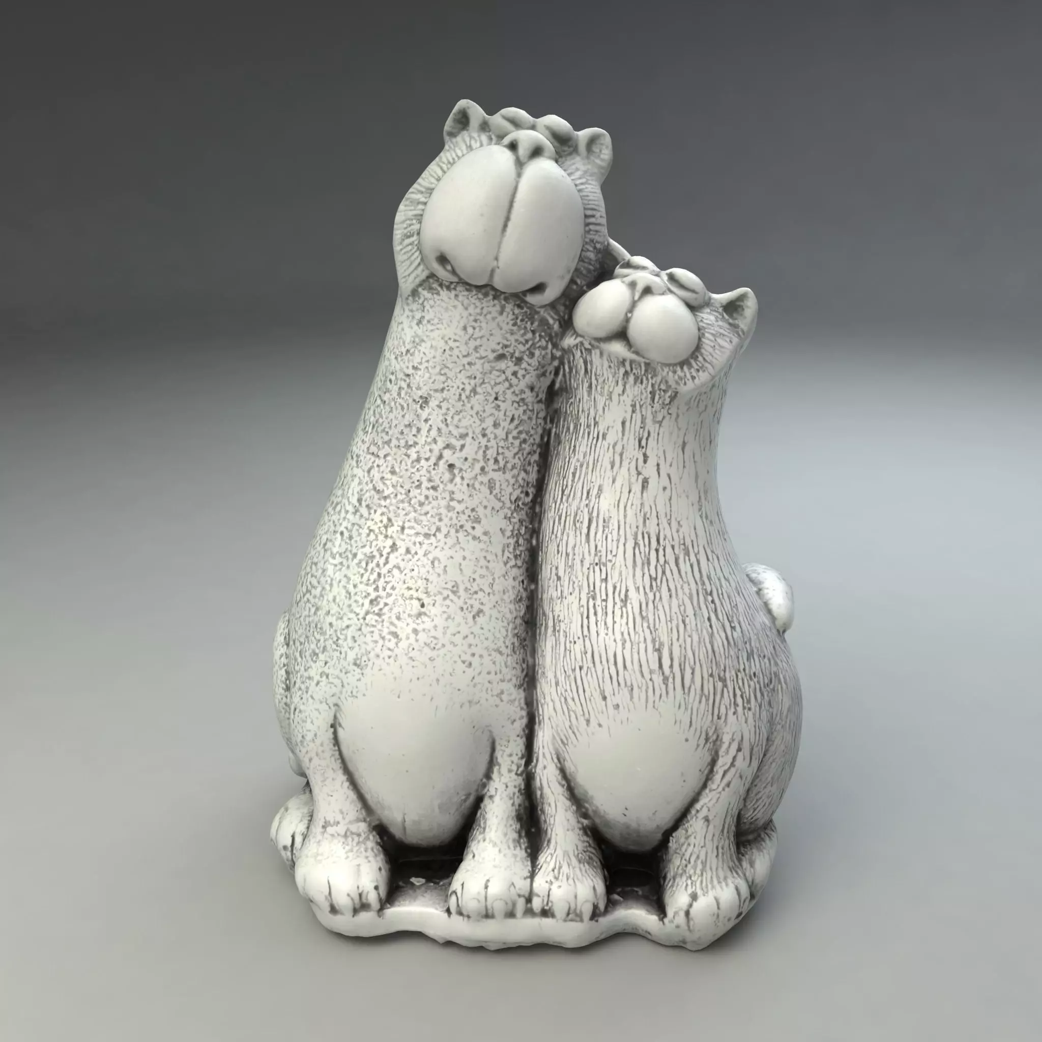 Two Cats Toy Statue 3D model_0