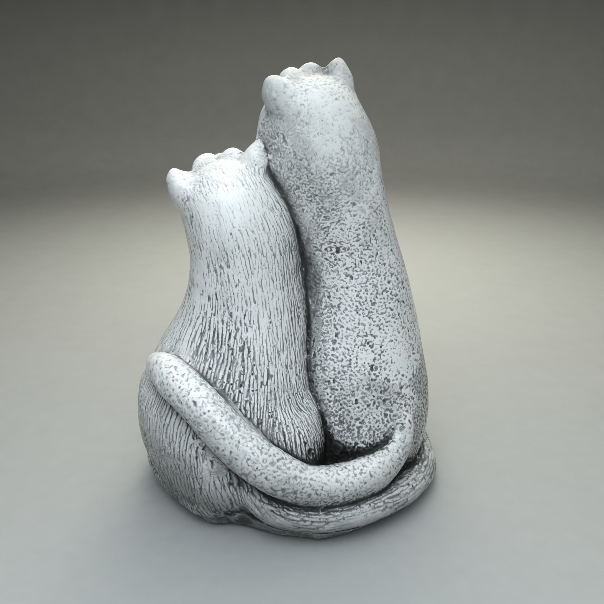 Two Cats Toy Statue 3D model_2