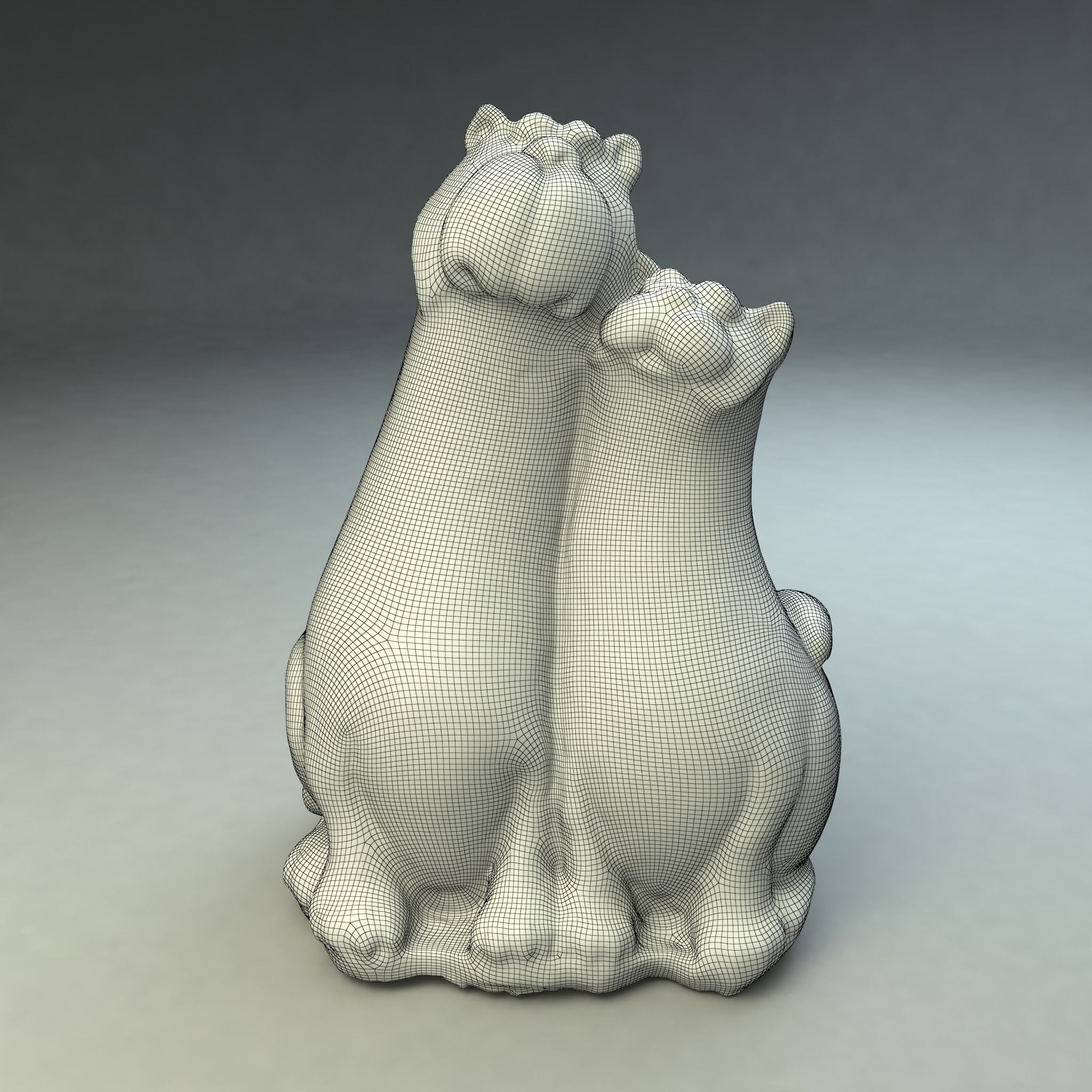 Two Cats Toy Statue 3D model_1