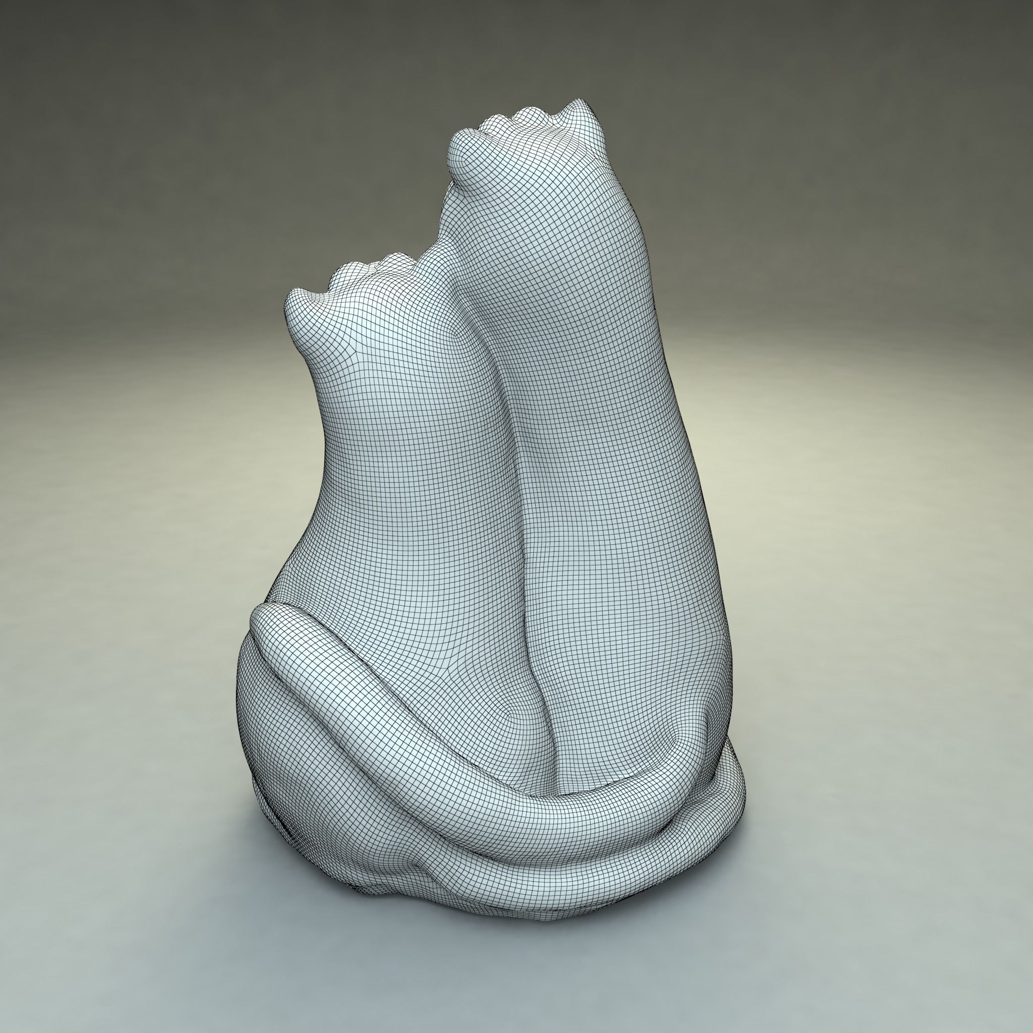 Two Cats Toy Statue 3D model_3