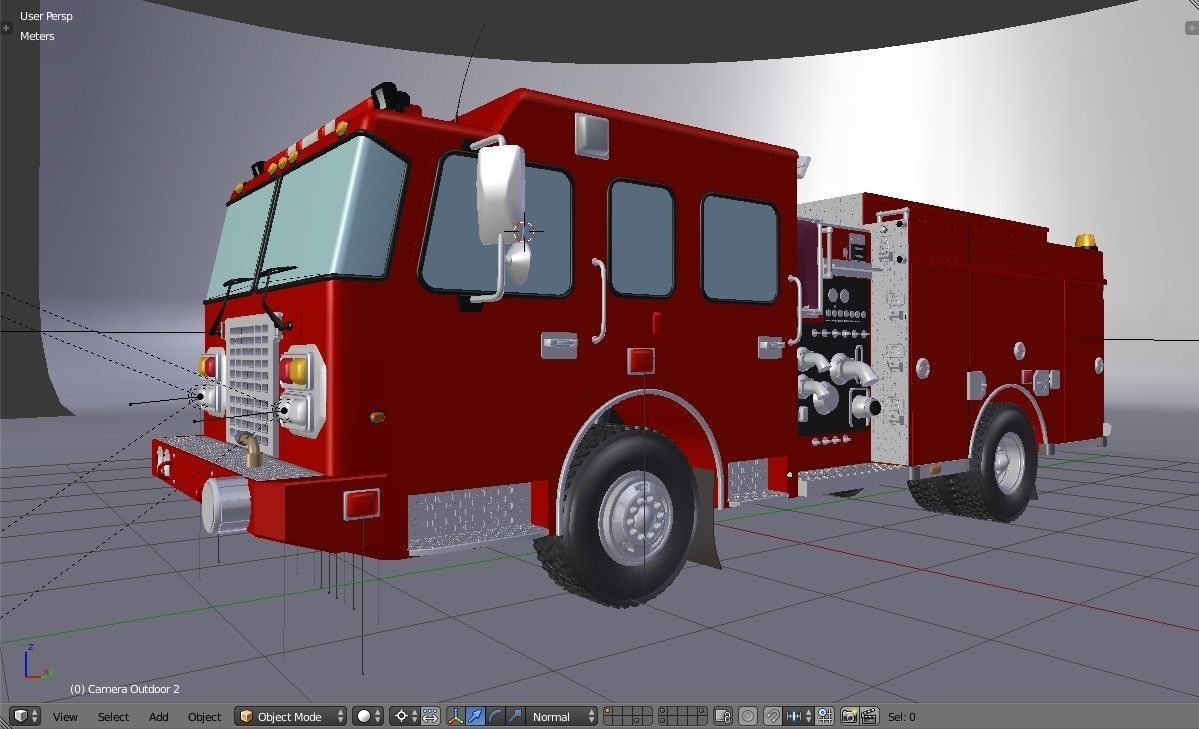 American Fire Engine Rescue Pumper Truck 3D model_8
