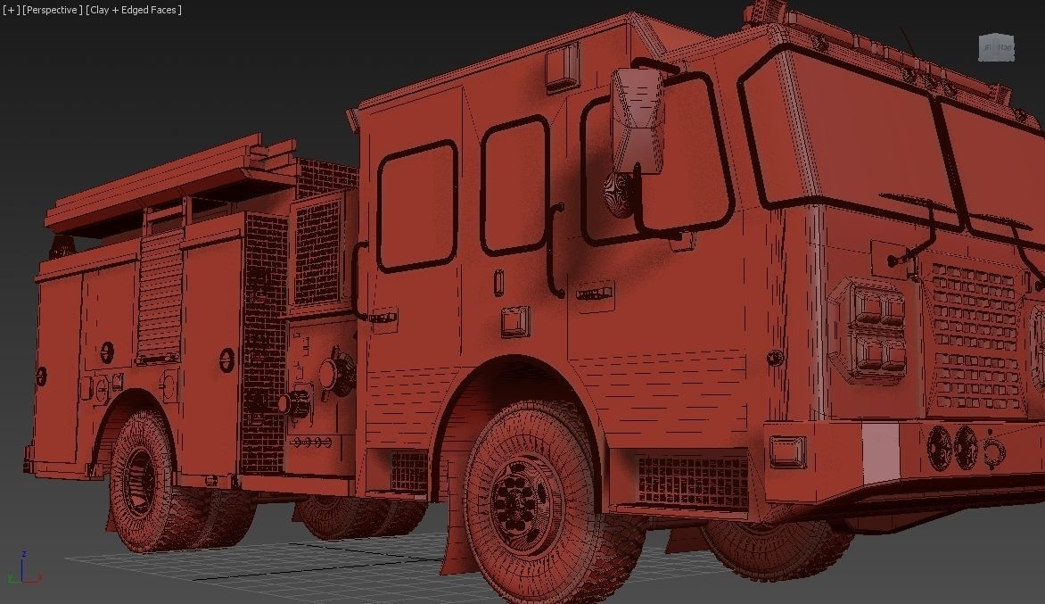 American Fire Engine Rescue Pumper Truck 3D model_34