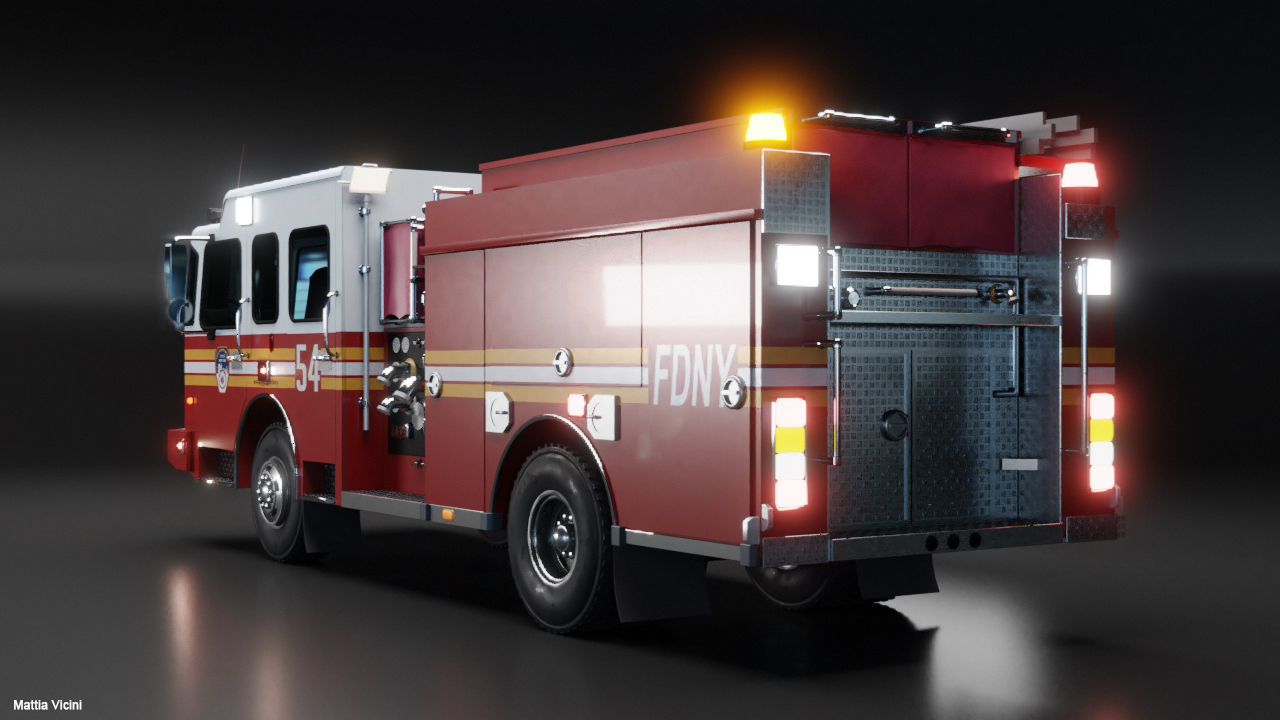 American Fire Engine Rescue Pumper Truck 3D model_4