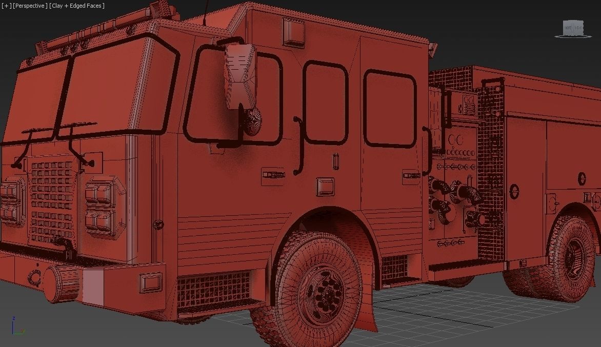 American Fire Engine Rescue Pumper Truck 3D model_42