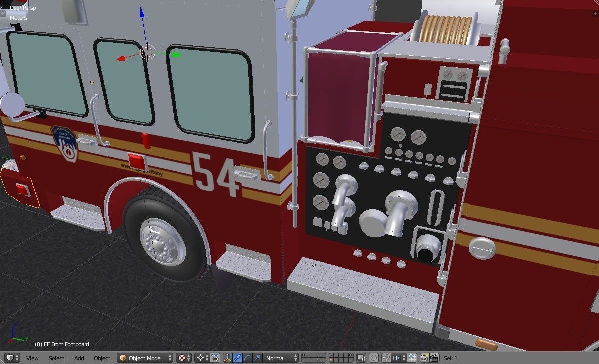 American Fire Engine Rescue Pumper Truck 3D model_23