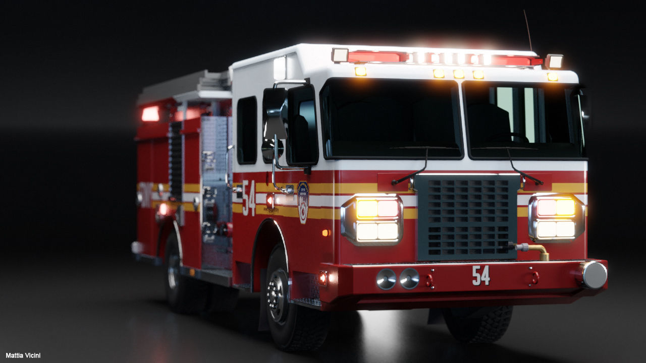 American Fire Engine Rescue Pumper Truck 3D model_1