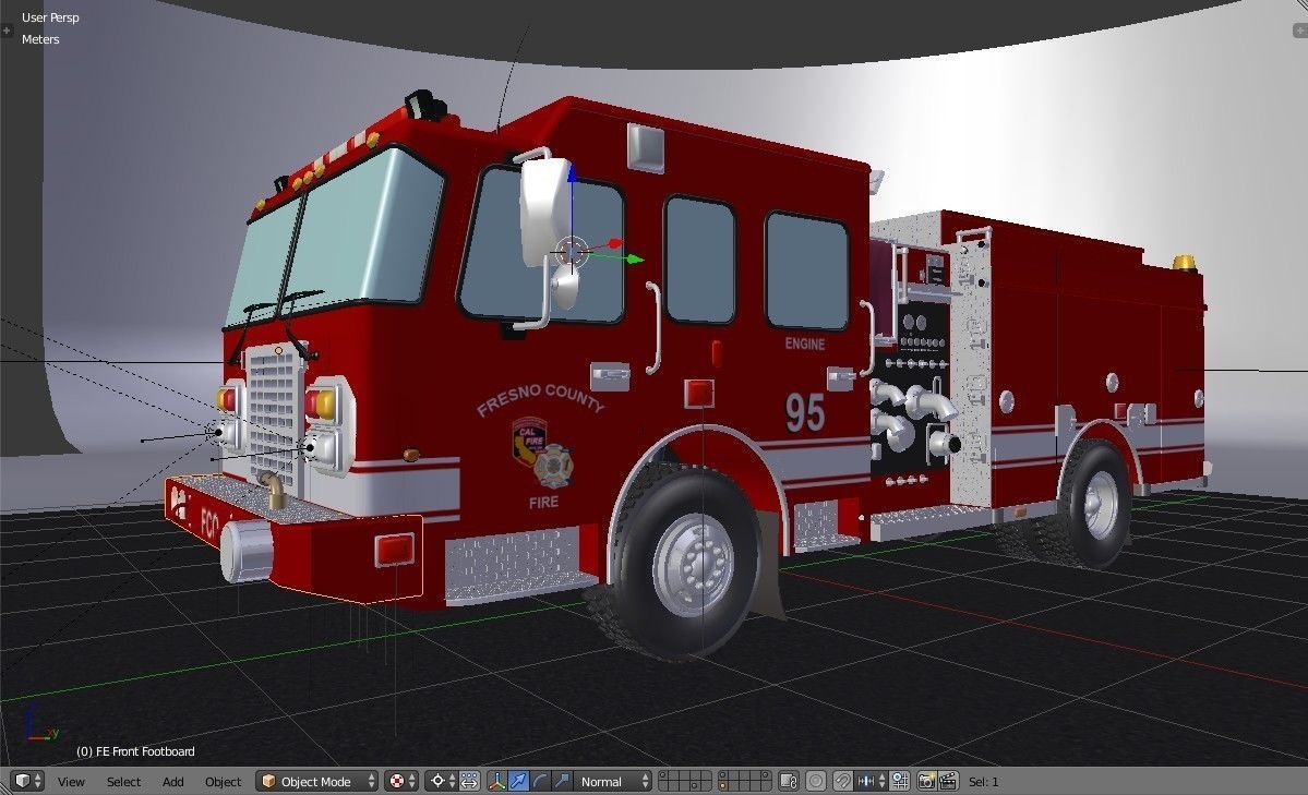 American Fire Engine Rescue Pumper Truck 3D model_16