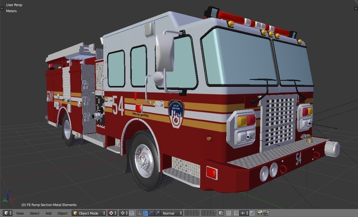 American Fire Engine Rescue Pumper Truck 3D model_52